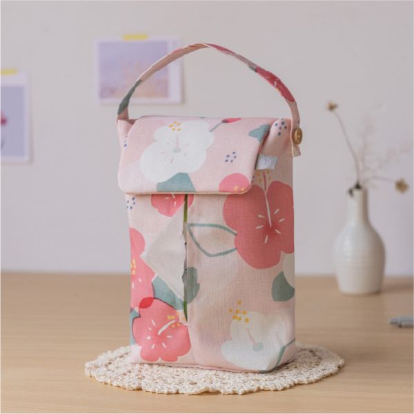 【朱槿-掛式衛生紙套】吊掛可拆 / 車用 / 露營 Hanging Tissue Cover 原創印花,禮物,生日禮物,家飾,裝飾,居家,佈置,朱槿,衛生紙套,交換禮物