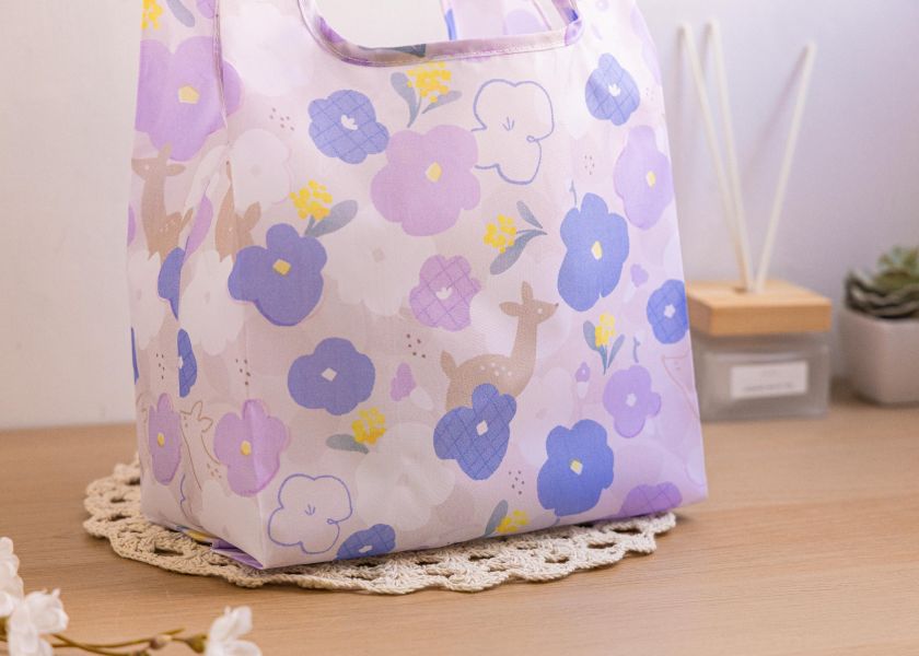 【花鹿細語-購物袋】環保提袋 / 可摺疊收納 Shopping bag 購物袋,外出袋,原創印花,春日郊遊,禮物,聖誕禮物,生日禮物,交換禮物