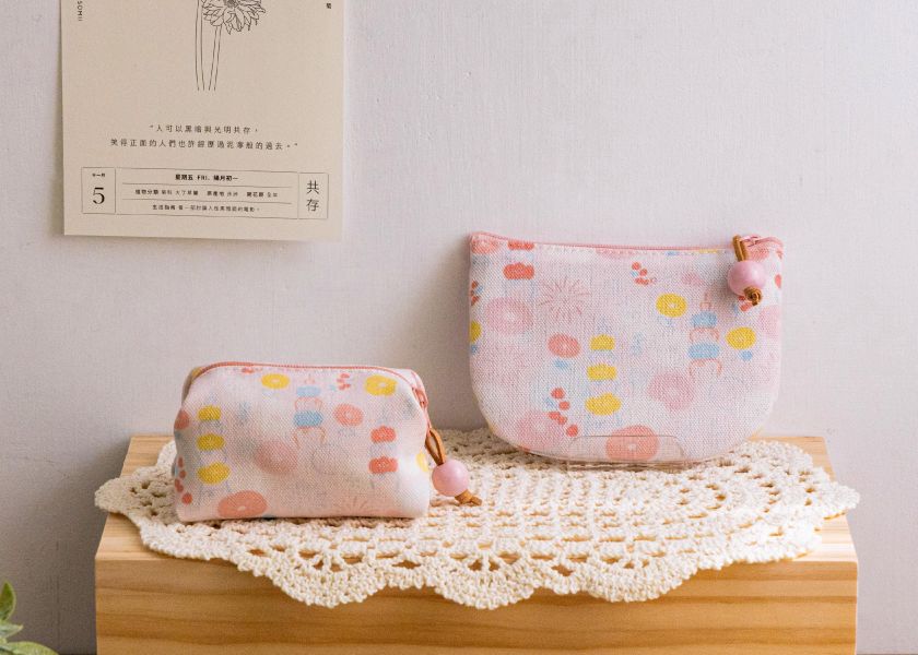 【花火台北-方塊酥包】大開口 / 小物收納 Small square pouch 小錢包,零錢包,鑰匙包,小物袋,隨身包袋,原創印花,太陽花,禮物,婚禮小物