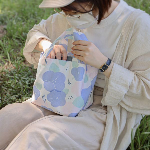 【牽牛花-多變手提袋】束口包 / 小托特包 / 便當袋 Variable tote bag 購物袋,外出袋,原創印花,牽牛花,禮物,聖誕禮物,生日禮物,交換禮物,手提袋,便當袋