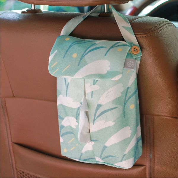 【芒花-湖藍-掛式衛生紙套】吊掛可拆 / 車用 / 露營 Hanging Tissue Cover 原創印花,禮物,生日禮物,家飾,裝飾,居家,佈置,芒草,衛生紙套,交換禮物