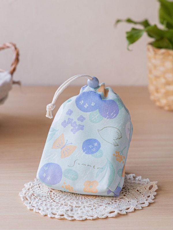【夏之雨-束口袋】小物收納 / 萬用袋 Drawstring pouch 束口袋,生理包,小物袋,收納袋,隨身包袋,原創印花,夏之雨,禮物,婚禮小物,