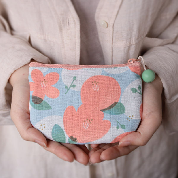 【木棉花-圓底零錢包】卡片收納 / 小物包 Round bottom coin purse 小錢包,零錢包,鑰匙包,小物袋,隨身包袋,原創印花,木棉花,禮物,婚禮小物