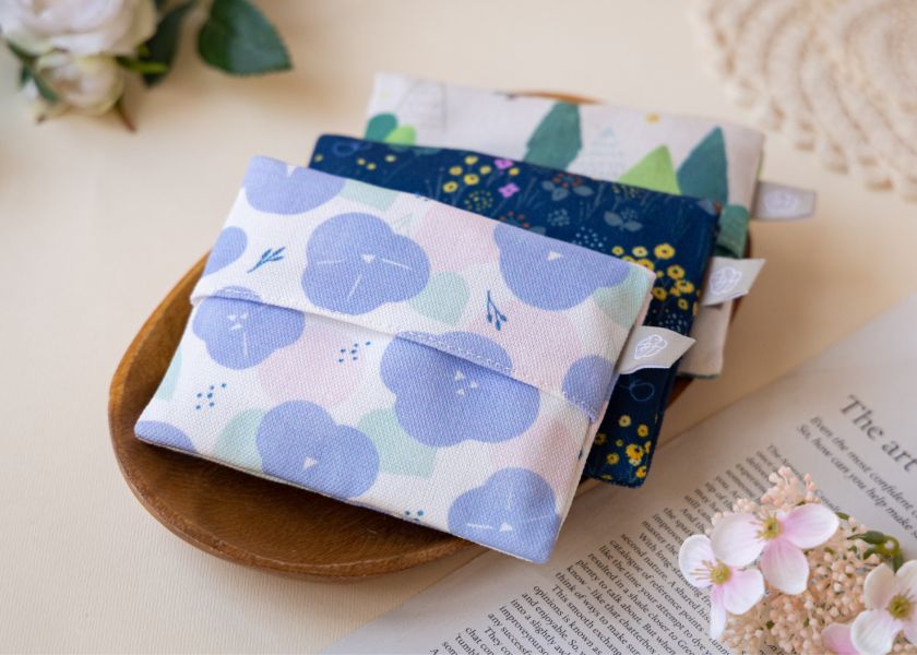 【牽牛花-隨身面紙包】口罩收納 / 小物包 Portable Tissue Pouch 印花, 面紙包, 小物收納包, 衛生棉包, 衛生紙套, 禮物,生日禮物,聖誕禮物,交換禮物