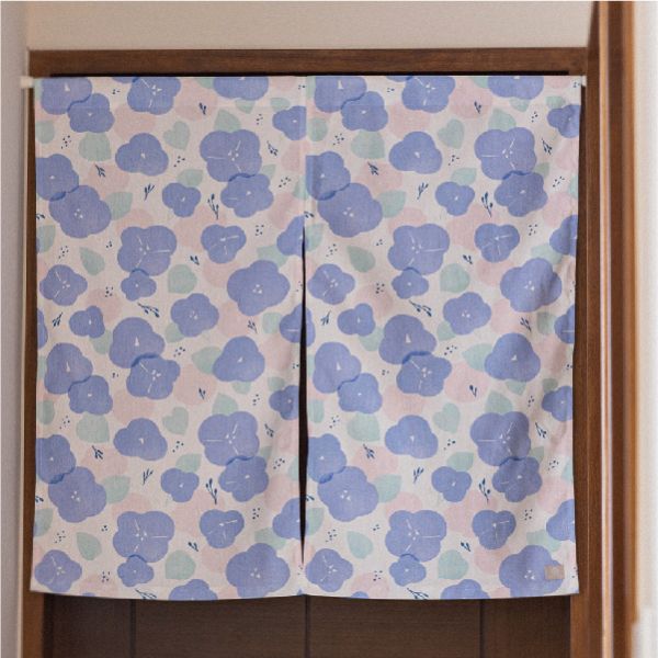 【牽牛花-印花門簾】仿棉材質 / 對開式門簾 / 植物花卉 原創印花,禮物,生日禮物,家飾,裝飾,居家,佈置,房間佈置,牽牛花,門簾