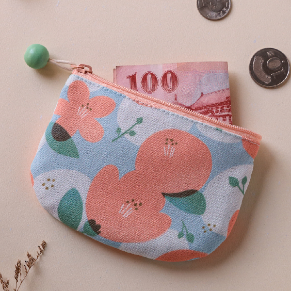 【木棉花-圓底零錢包】卡片收納 / 小物包 Round bottom coin purse 小錢包,零錢包,鑰匙包,小物袋,隨身包袋,原創印花,木棉花,禮物,婚禮小物