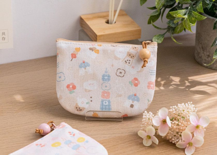 【台灣小吃-圓底零錢包】卡片收納 / 小物包 Round bottom coin purse 小錢包,零錢包,鑰匙包,小物袋,隨身包袋,原創印花,牽牛花,禮物,婚禮小物