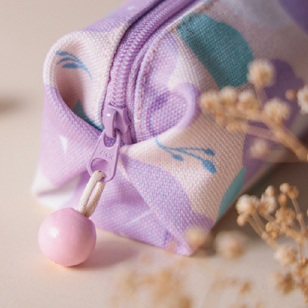 【牽牛花-方塊酥包】大開口 / 小物收納 Small square pouch 小錢包,零錢包,鑰匙包,小物袋,隨身包袋,原創印花,牽牛花,禮物,婚禮小物
