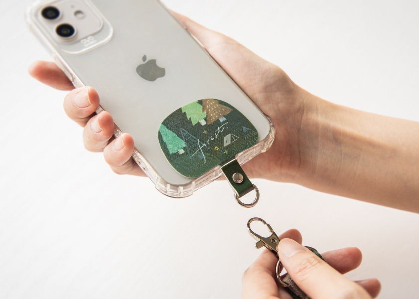 【抹茶冬之嵐-花漾手機背帶】可調整長度 / 頸掛斜背兩用 Phone strap with card 印花,手機背帶,手機配件,手機夾片,禮物,生日禮物,聖誕禮物,交換禮物,3C周邊
