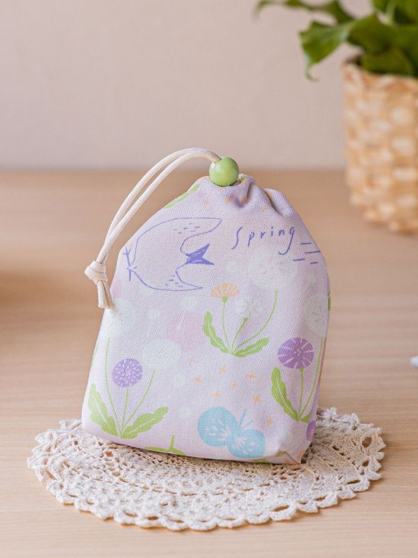 【春之歌-束口袋】小物收納 / 萬用袋 Drawstring pouch 束口袋,生理包,小物袋,收納袋,隨身包袋,原創印花,春之歌,禮物,婚禮小物,