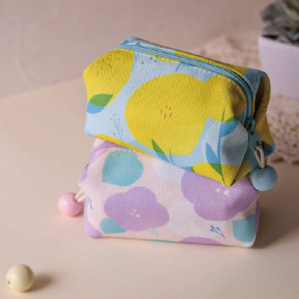 【太陽花-方塊酥包】大開口 / 小物收納 Small square pouch 小錢包,零錢包,鑰匙包,小物袋,隨身包袋,原創印花,太陽花,禮物,婚禮小物