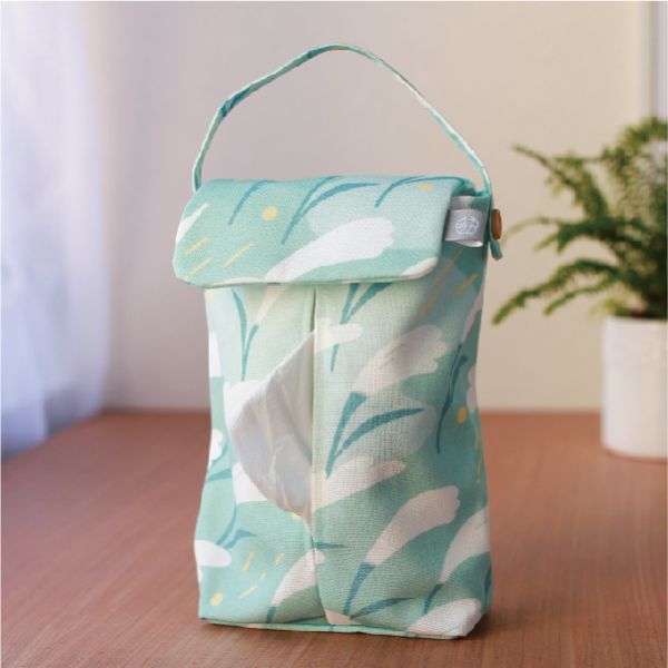 【芒花-湖藍-掛式衛生紙套】吊掛可拆 / 車用 / 露營 Hanging Tissue Cover 原創印花,禮物,生日禮物,家飾,裝飾,居家,佈置,芒草,衛生紙套,交換禮物