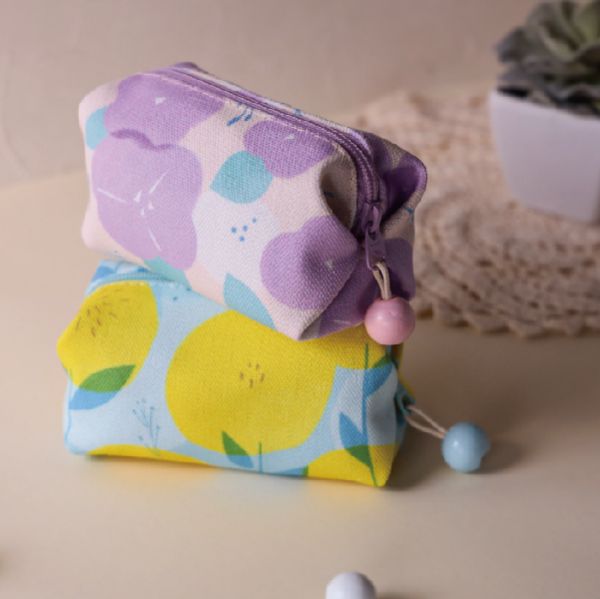【牽牛花-方塊酥包】大開口 / 小物收納 Small square pouch 小錢包,零錢包,鑰匙包,小物袋,隨身包袋,原創印花,牽牛花,禮物,婚禮小物