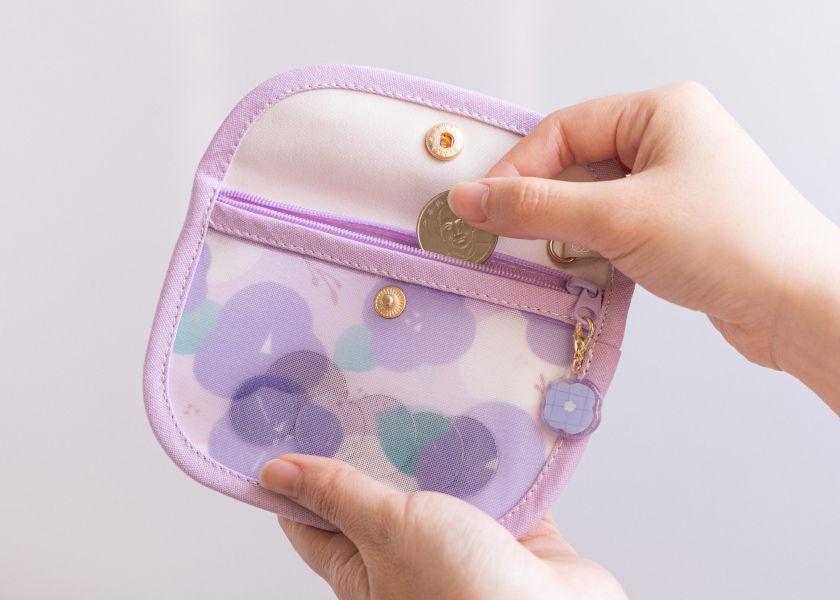 【紫底牽牛花-花芷零錢包】卡片收納 / 小物包 