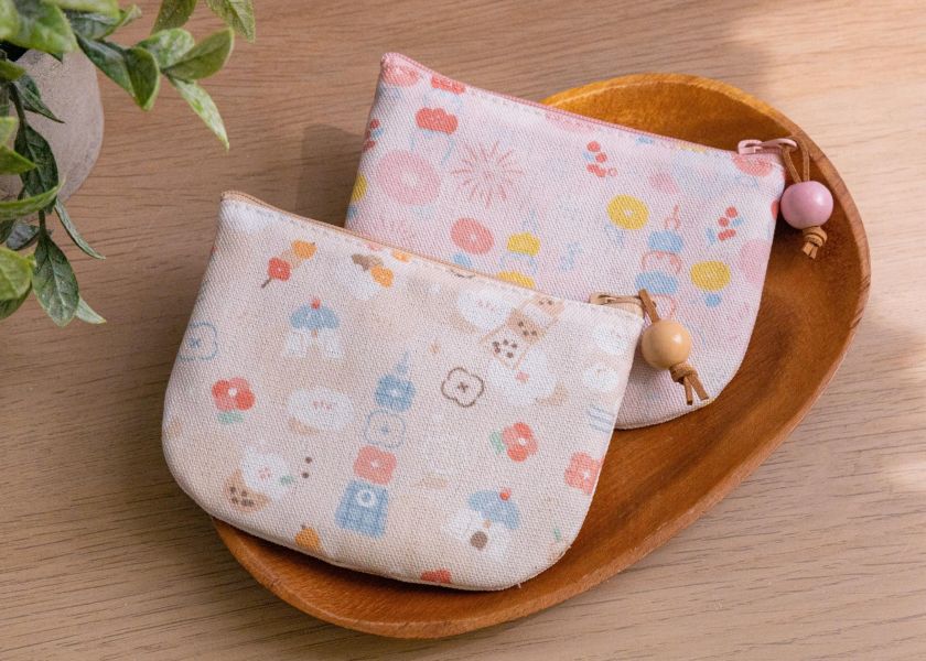 【台灣小吃-圓底零錢包】卡片收納 / 小物包 Round bottom coin purse 小錢包,零錢包,鑰匙包,小物袋,隨身包袋,原創印花,牽牛花,禮物,婚禮小物