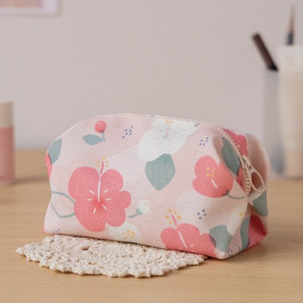 【朱槿-化妝包】大容量 / 收納包 Cosmetic bag 化妝包,小物袋,收納袋,隨身包袋,原創印花,朱槿,禮物,母親節禮物,生日禮物