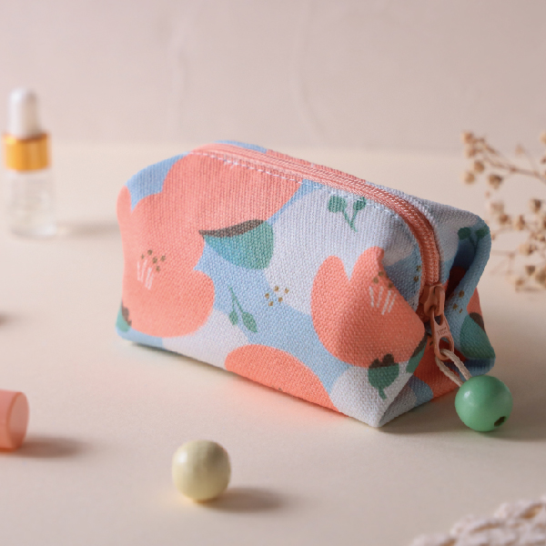【木棉花-方塊酥包】大開口 / 小物收納 Small square pouch 小錢包,零錢包,鑰匙包,小物袋,隨身包袋,原創印花,木棉,禮物,婚禮小物