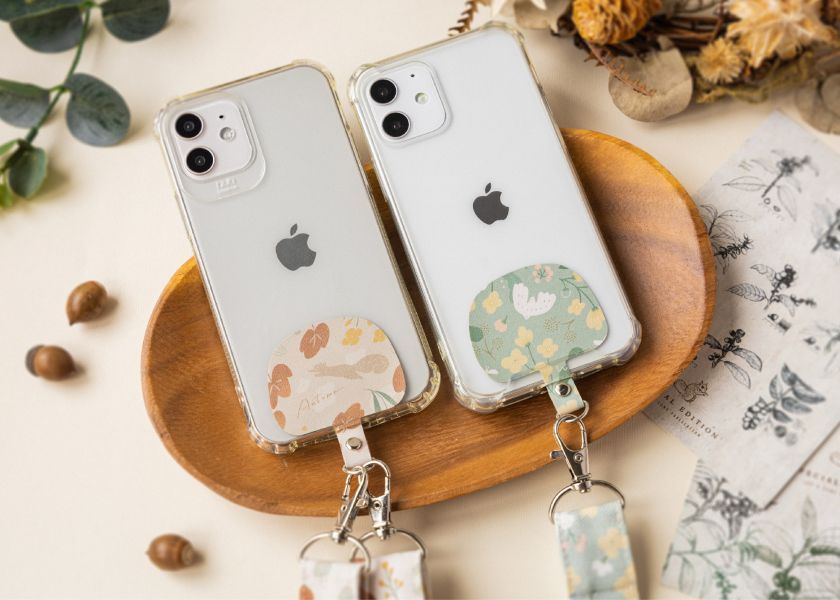 【抹茶冬之嵐-花漾手機背帶】可調整長度 / 頸掛斜背兩用 Phone strap with card 印花,手機背帶,手機配件,手機夾片,禮物,生日禮物,聖誕禮物,交換禮物,3C周邊