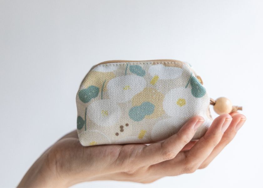 【珍奶花花-方塊酥包】大開口 / 小物收納  Small square pouch 小錢包,零錢包,鑰匙包,小物袋,隨身包袋,原創印花,太陽花,禮物,婚禮小物