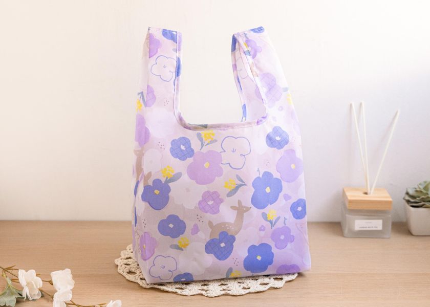 【花鹿細語-購物袋】環保提袋 / 可摺疊收納 Shopping bag 購物袋,外出袋,原創印花,春日郊遊,禮物,聖誕禮物,生日禮物,交換禮物