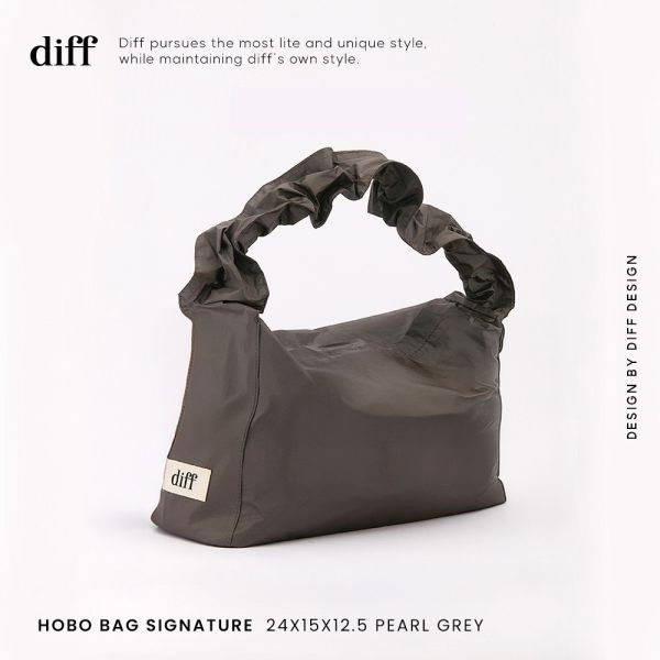 (珍珠灰) 韓國 Diff Hobo Bag Signature pearl grey  流浪包經典 肩背包 托特包 Diff,韓國包包,單肩袋,Hobo包,韓星包包,流浪包,Made in Korea,韓國設計師包包品牌