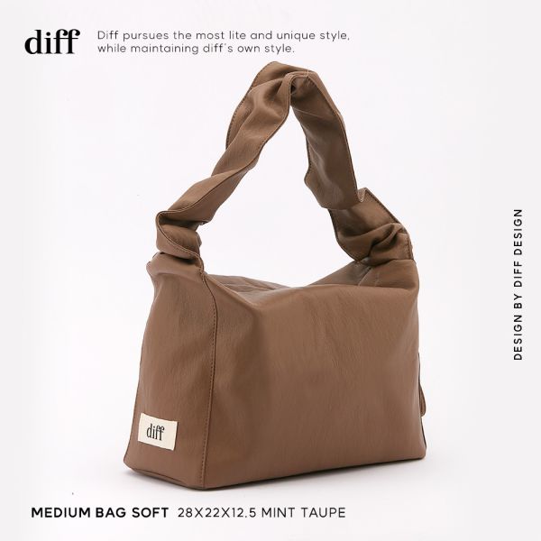 (灰棕色) 韓國 Diff Medium Bag Soft mint taupe 柔軟生態皮革包 羊皮觸感 肩背包 托特包 Diff,韓國包包,單肩袋,Hobo包,韓星包包,流浪包,Made in Korea,韓國設計師包包品牌