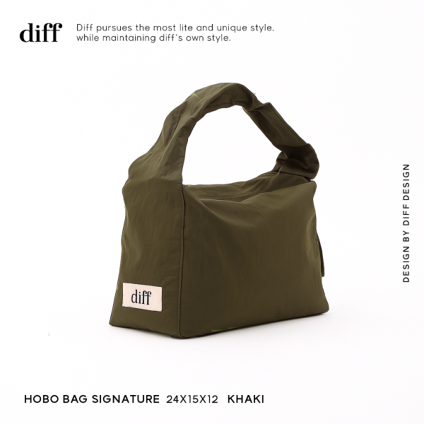 (卡其綠) 韓國 Diff Hobo Bag Signature khaki 流浪包經典 肩背包 托特包 Diff,韓國包包,單肩袋,Hobo包,韓星包包,流浪包,Made in Korea,韓國設計師包包品牌