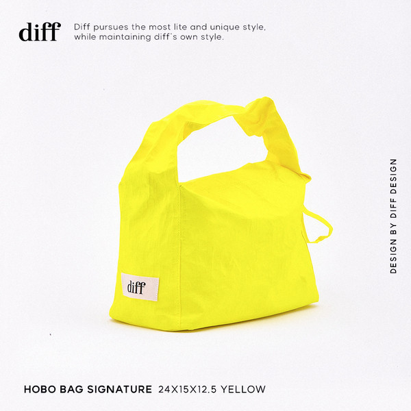 (黃色) 韓國 Diff Hobo Bag Signature yellow 流浪包霓虹 肩背包 托特包 Diff,韓國包包,單肩袋,Hobo包,韓星包包,流浪包,Made in Korea,韓國設計師包包品牌