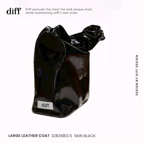 (黑色) 韓國 Diff Large Leather Coat Skin black 奢華皮革大款 肩背包 托特包 Diff,韓國包包,單肩袋,斜背包,韓星包包,流浪包,Made in Korea,韓國設計師包包品牌