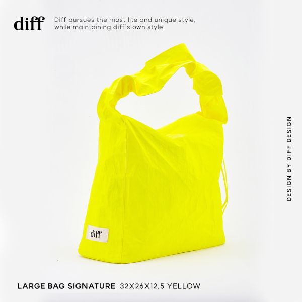 (黃色) 韓國 Diff Large Bag Signature yellow 流浪包霓虹 經典大款 肩背包 托特包 Diff,韓國包包,單肩袋,Hobo包,韓星包包,流浪包,Made in Korea,韓國設計師包包品牌
