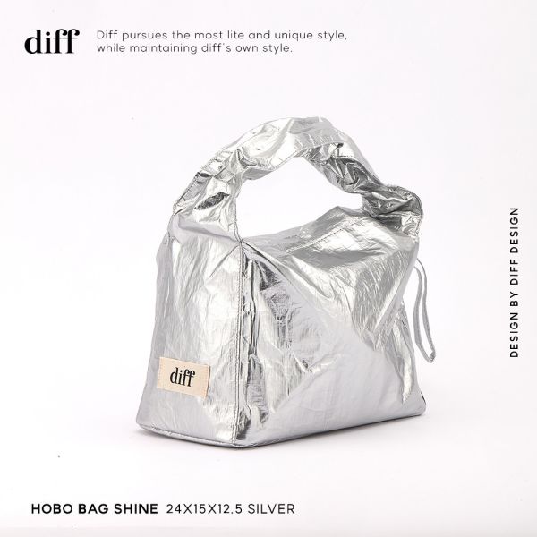 (閃耀銀) 韓國 Diff Hobo Bag Shine silver 流浪包．閃耀款 肩背包 托特包 Diff,韓國包包,單肩袋,Hobo包,韓星包包,流浪包,Made in Korea,韓國設計師包包品牌