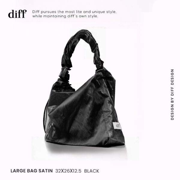 (黑色) 韓國 Diff Large Bag Satin black 流浪包．啞光緞面大款 肩背包 托特包 Diff,韓國包包,單肩袋,Hobo包,韓星包包,流浪包,Made in Korea,韓國設計師包包品牌