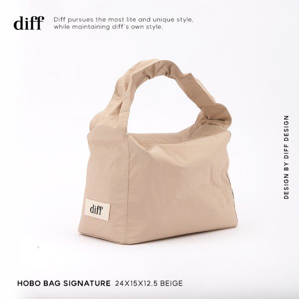 (淺褐) 韓國 Diff Hobo Bag Signature beige 流浪包經典 肩背包 托特包 Diff,韓國包包,單肩袋,Hobo包,韓星包包,流浪包,Made in Korea,韓國設計師包包品牌