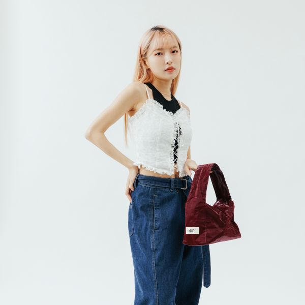 (酒紅) 韓國 Diff Hobo Bag Signature burgundy 流浪包經典 肩背包 托特包 Diff,韓國包包,單肩袋,Hobo包,韓星包包,流浪包,Korea design,韓國設計師包包品牌