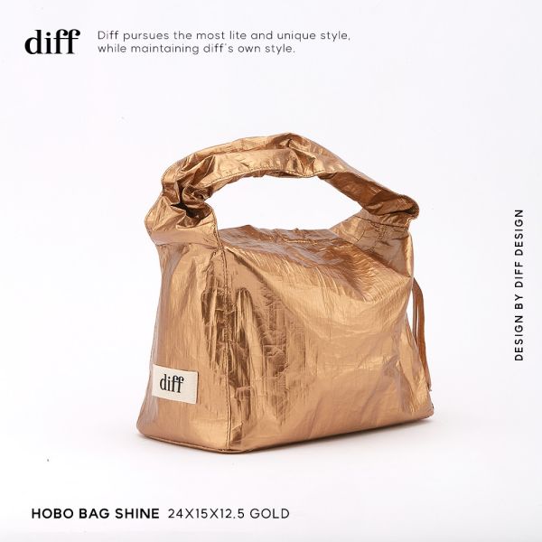 (金色) 韓國 Diff Hobo Bag Shine gold 流浪包．閃耀款 肩背包 托特包 Diff,韓國包包,單肩袋,Hobo包,韓星包包,流浪包,Made in Korea,韓國設計師包包品牌