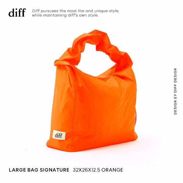 (橙色) 韓國 Diff Large Bag Signature orange 流浪包霓虹 經典大款 肩背包 托特包 Diff,韓國包包,單肩袋,Hobo包,韓星包包,流浪包,Made in Korea,韓國設計師包包品牌