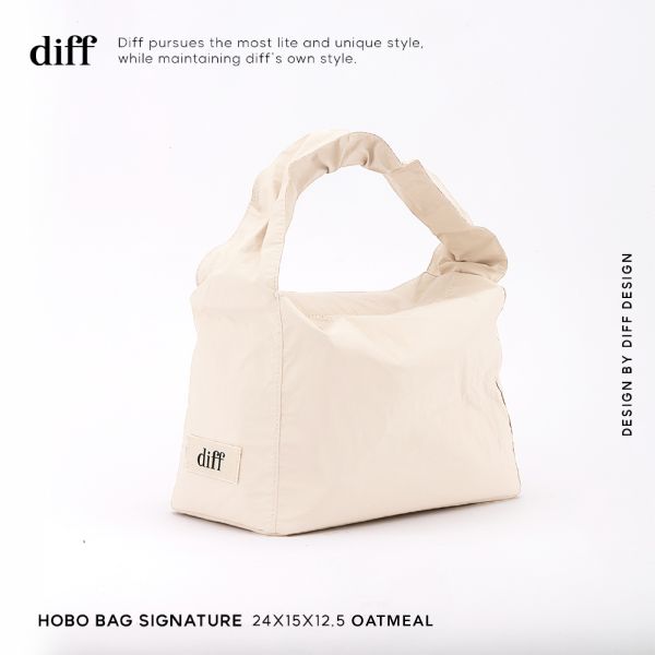 (燕麥) 韓國 Diff Hobo Bag Signature oatmeal 流浪包經典 肩背包 托特包 Diff,韓國包包,單肩袋,Hobo包,韓星包包,流浪包,Made in Korea,韓國設計師包包品牌