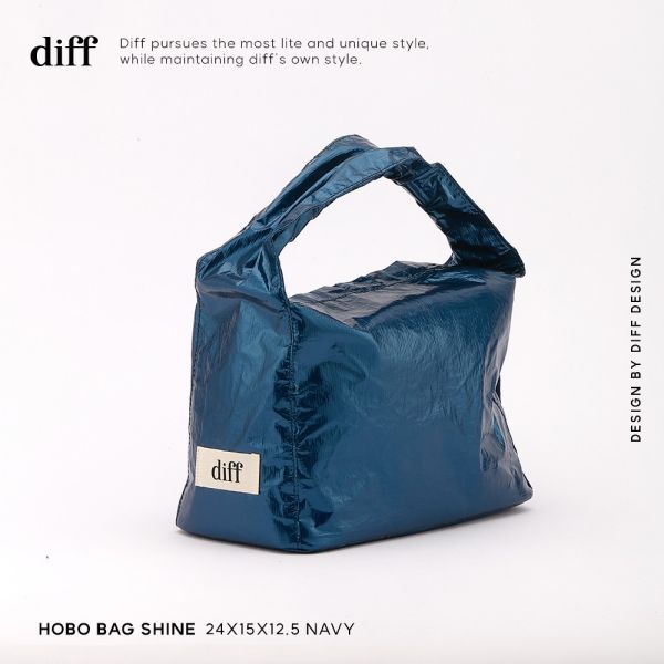 (藏青) 韓國 Diff Hobo Bag Shine navy 流浪包．閃耀款 肩背包 托特包 Diff,韓國包包,單肩袋,Hobo包,韓星包包,流浪包,Made in Korea,韓國設計師包包品牌