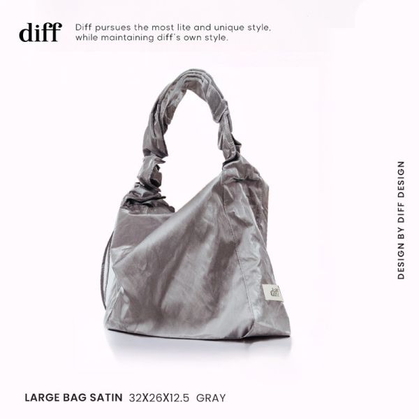 (灰色) 韓國 Diff Large Bag Satin gray 流浪包．啞光緞面大款 肩背包 托特包 Diff,韓國包包,單肩袋,Hobo包,韓星包包,流浪包,Made in Korea,韓國設計師包包品牌