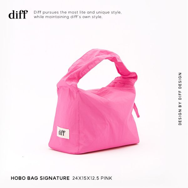 (粉色) 韓國 Diff Hobo Bag Signature pink 流浪包經典 肩背包 托特包 Diff,韓國包包,單肩袋,Hobo包,韓星包包,流浪包,Made in Korea,韓國設計師包包品牌