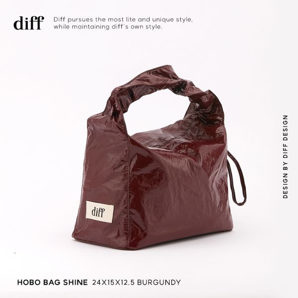 (酒紅) 韓國 Diff Hobo Bag Shine burgundy 流浪包．閃耀款 肩背包 托特包 Diff,韓國包包,單肩袋,Hobo包,韓星包包,流浪包,Korea design,韓國設計師包包品牌