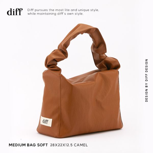 (駝色) 韓國 Diff Medium Bag Soft camel 柔軟生態皮革包 羊皮觸感 肩背包 托特包 Diff,韓國包包,單肩袋,Hobo包,韓星包包,流浪包,Made in Korea,韓國設計師包包品牌