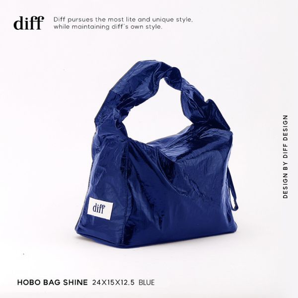 (藍色) 韓國 Diff Hobo Bag Shine blue 流浪包．閃耀款 肩背包 托特包 Diff,韓國包包,單肩袋,Hobo包,韓星包包,流浪包,Made in Korea,韓國設計師包包品牌