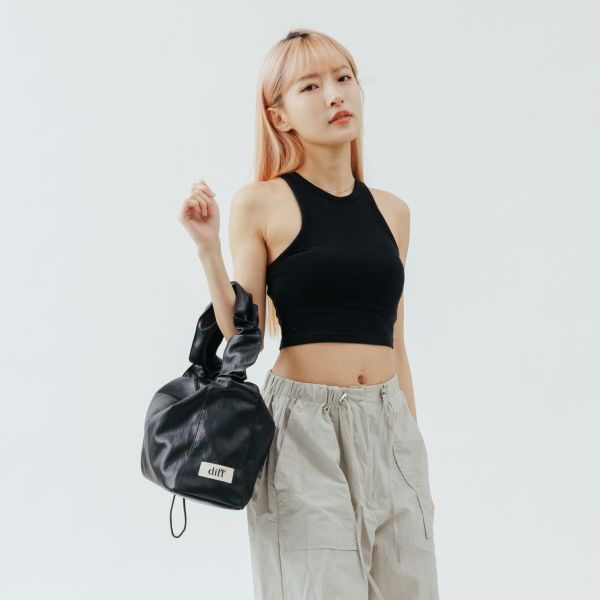 (黑色) 韓國 Diff Medium Bag Soft black 柔軟生態皮革包 羊皮觸感 肩背包 托特包 Diff,韓國包包,單肩袋,Hobo包,韓星包包,流浪包,Made in Korea,韓國設計師包包品牌