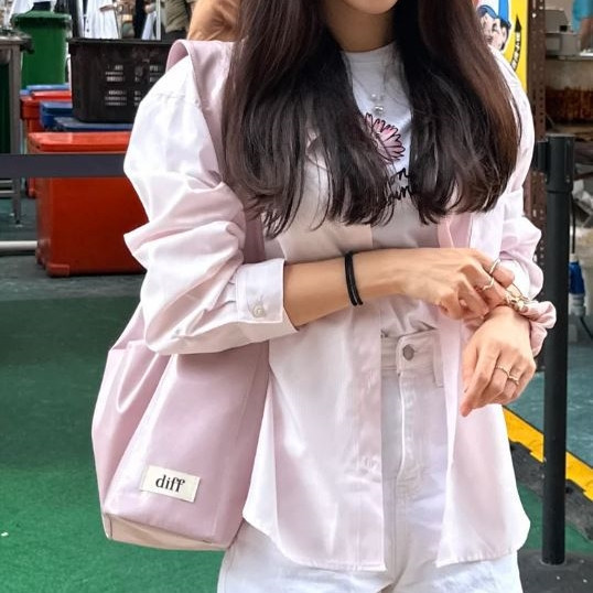 (淡粉) 韓國 Diff Large Leather Coat Skin pale pink 奢華皮革大款 肩背包 托特包 Diff,韓國包包,單肩袋,斜背包,韓星包包,流浪包,Made in Korea,韓國設計師包包品牌
