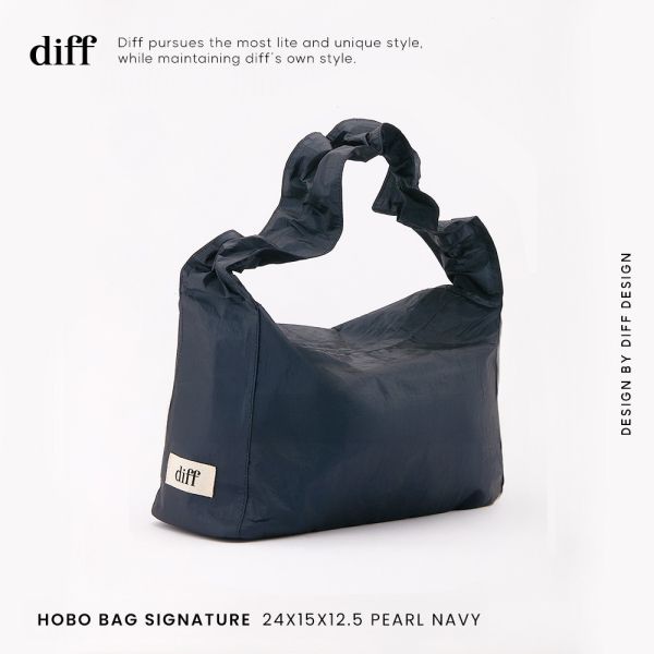 (珍珠藍) 韓國 Diff Hobo Bag Signature pearl navy  流浪包經典 肩背包 托特包 Diff,韓國包包,單肩袋,Hobo包,韓星包包,流浪包,Made in Korea,韓國設計師包包品牌