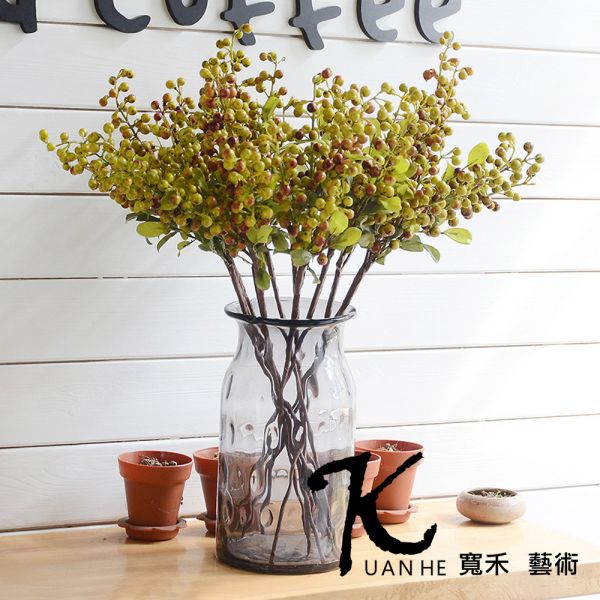 仿真花-森林系帶葉漿果 黃紅 仿真花.人造花.永生花.假花