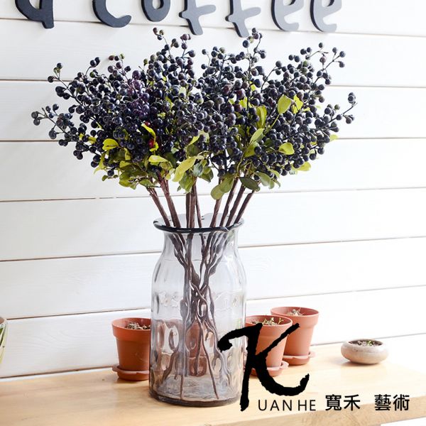 仿真花-森林系帶葉漿果 黑紫 仿真花.人造花.永生花.假花