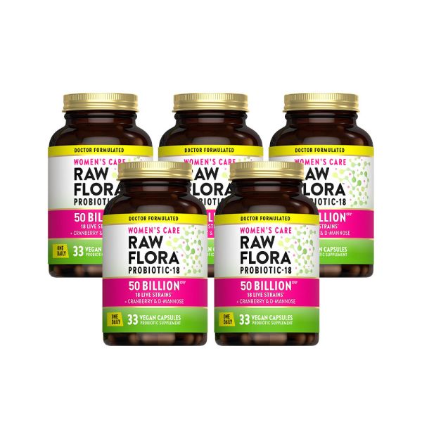 綠萃淨 Raw Flora 500億頂級女性益生菌蔓越莓膠囊x5瓶組(共165粒) 蔓越莓,益生菌,私密困擾,消化道,女性益生菌