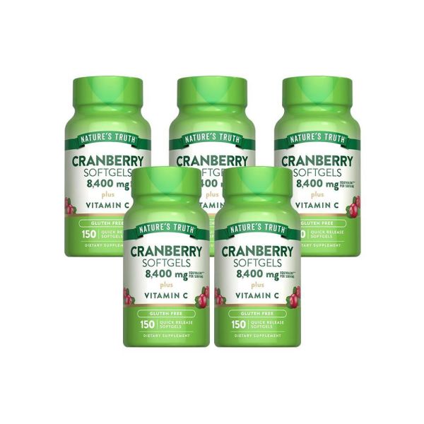 綠萃淨 50倍蔓越莓plus維生素C+E軟膠囊x5瓶組(150粒/瓶) 蔓越莓,維生素C,維生素E,私密保養,抗氧化